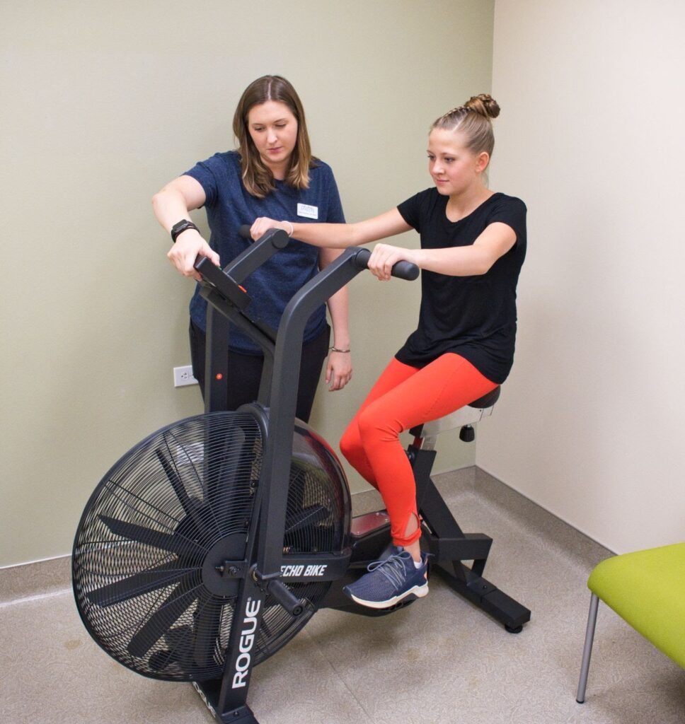 An example of a patient doing cardio exercise testing at Neural Effects.