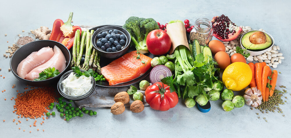 A table filled with healthy food options.