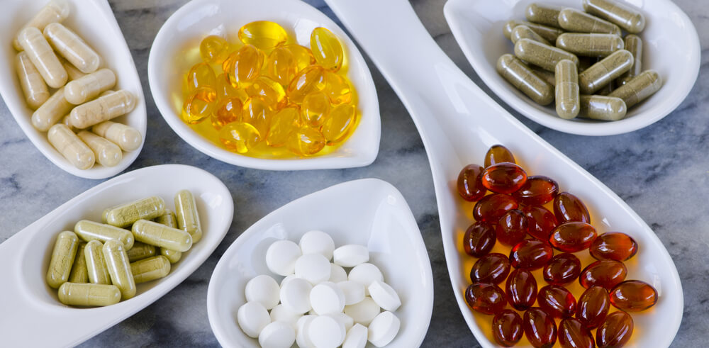 Dietary supplements on countertop