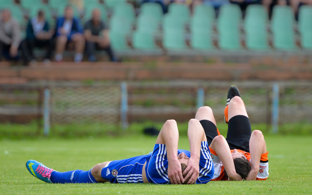 Two soccer players injured during a game