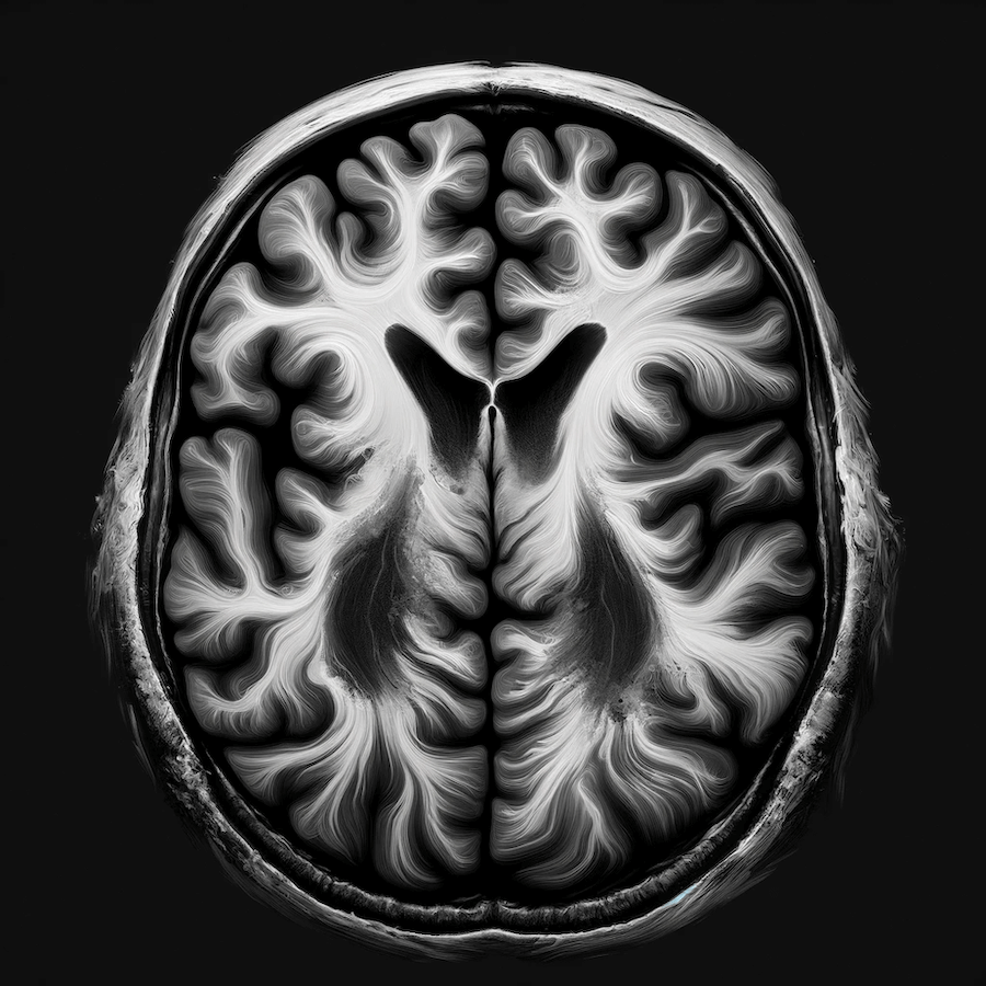An artistic rendering illustration of a brain with dementia